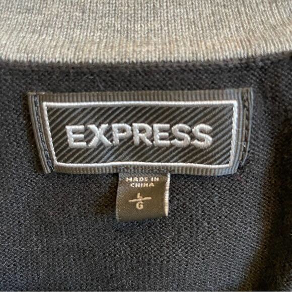 Express L cardigan button down long sleeve black gray - Picture 4 of 7